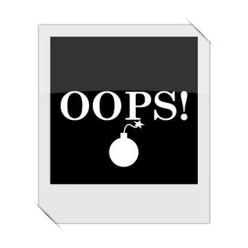 Oops icon within a photo on white background. Ilustração Stock