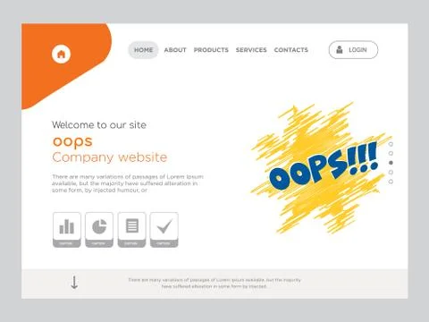 Oops Landing page website template design Free Stock Illustration