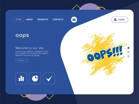 Oops Landing page website template design Free Stock Illustration