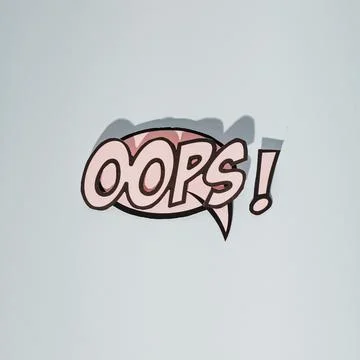Oops message comic bubble speech cartoon expression illustration gray background Foto stock