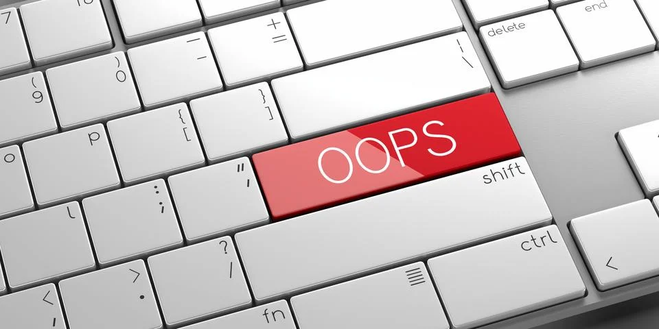 Oops - modern computer keyboard - 3D illustration Stock Illustration