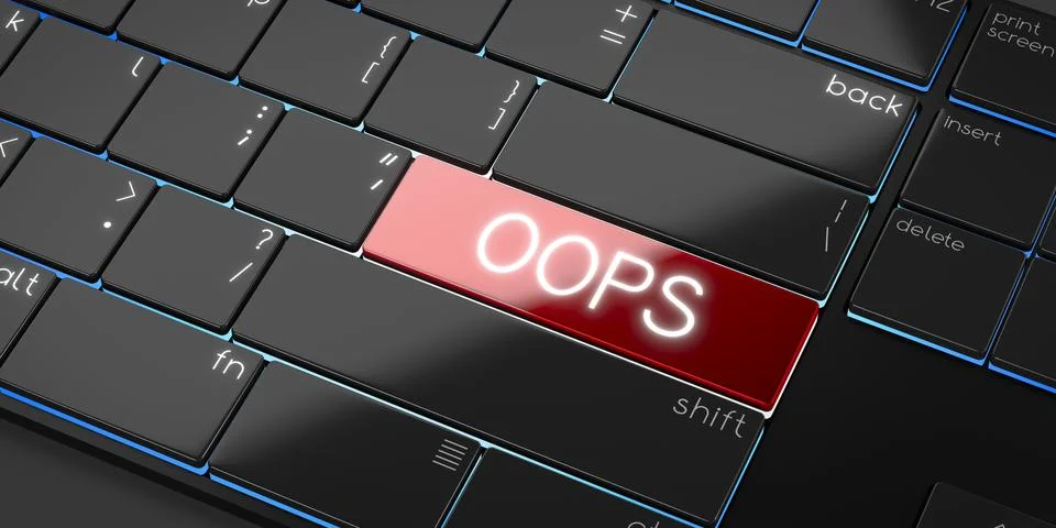 Oops - modern computer keyboard - 3D illustration Stock Illustration