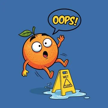 Oops Orange Slipping on Wet Floor Warning Sign Clipart Illustrazione stock