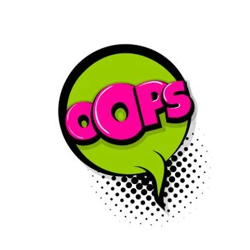 Oops ouch comic text white background Stock Illustration