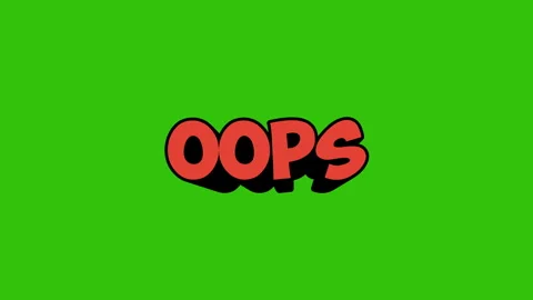 Oops Red 3D Shiny Text on green background animation. Stock Footage 253621879