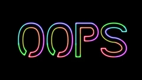 Oops - seven colors neon text, moving lights, on transparent background Stock Footage 104461362