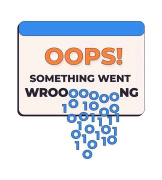 Oops something went wrong computer error message 2D cartoon clip art Stock Illustration