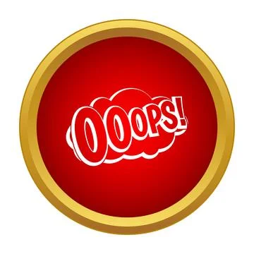 Oops speech bubble on red round button Stock Illustration