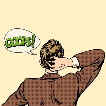 Oops surprised man back view Stock Illustration