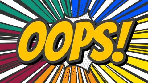 OOPS! - Text effect animation with colorful retro comic sunburst background. Stock Footage 265592298