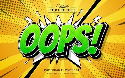 Oops text effect comic style editable Stock Illustration