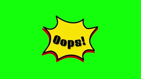 Oops text element animation on a green screen background Stock Footage 320228104