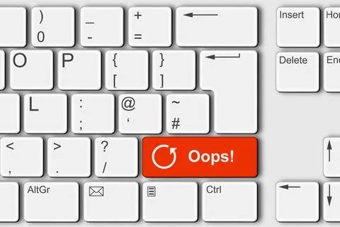 Oops undo concept PC computer keyboard 3d illustration Stock Illustration