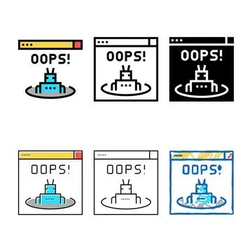 Oops web error color icon vector variety Stock Illustration