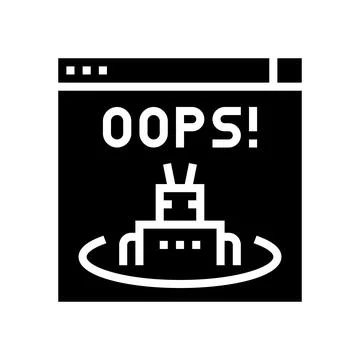 Oops web error glyph icon vector illustration Illustrazione stock