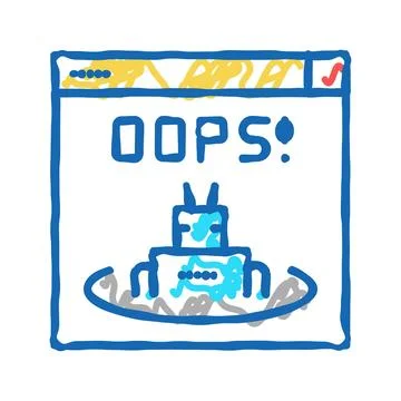Oops web error icon doodle illustration Illustrazione stock
