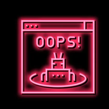 Oops web error neon glow icon illustration Illustrazione stock