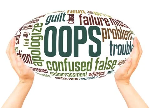 OOPS word cloud hand sphere concept Stock Photos
