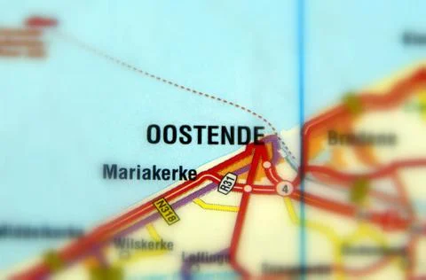 Oostende on a map Stock Photos