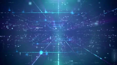 Op art 3d rendering of a modern technology cyberspace passage through reducin Stock Illustration