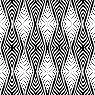 Op Art  Black White Vector Seamless Geometric Pattern. Lines Onl Stock Illustration