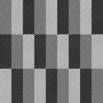 Op Art Design, Zig Zag Checkered Vector Seamless Pattern Stock Illustration