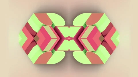 Op-art geometric visualization with changing colored shapes. 3d rendering Stock Footage 318141919