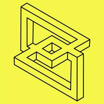 Op art. Impossible shape. Optical illusion. Abstract eternal geometric object. Stock Illustration