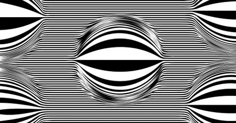 Op Art Psychedelic lines. Abstract pattern. Texture with wavy, curves stripes Stock Illustration