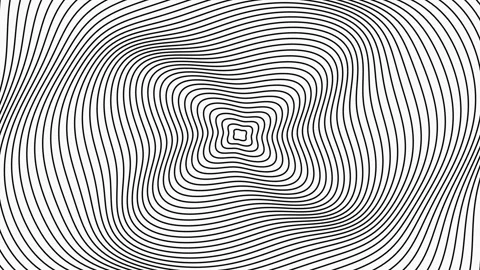 Op art warped concentric rounded squares breathing in black and white Vídeo Stock 348620292