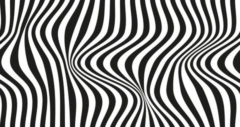 Op art wave seamless pattern. Stripe lines monochrome waves optical illusion Illustrazione stock