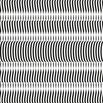 Op art wave seamless pattern. Stripe lines monochrome waves optical illusion Stock Illustration