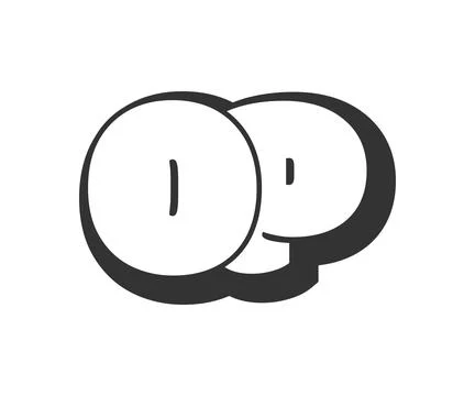 OP logo, bubble comic lettering, rounded in graffiti style black and white .. 스톡 일러스트