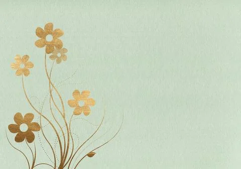 Opal blue minimalistic abstract background with golden flowers. Business pr.. イラスト素材
