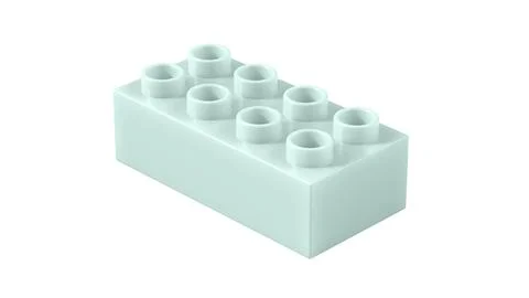 Opal Blue Plastic Lego Block Isolated on a White Background. Stock Illustration