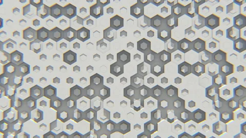 Opaque prisms of a moving hexagonal grid refract light. Seamless loop. Stock Footage 125566549
