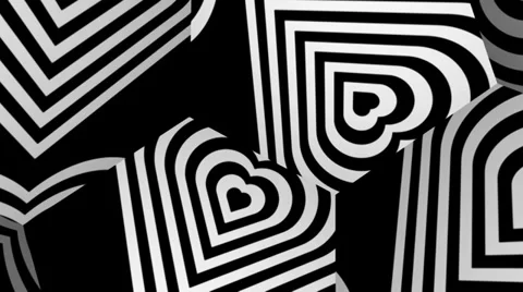 OpArt Hearts Hexagon Stock Footage 34298918