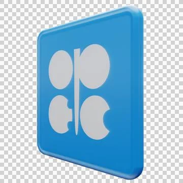 OPEC 3d illustration flag on pole. Wood flagpole Stock Illustration