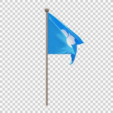 OPEC 3d illustration flag on pole. Wood flagpole Stock Illustration