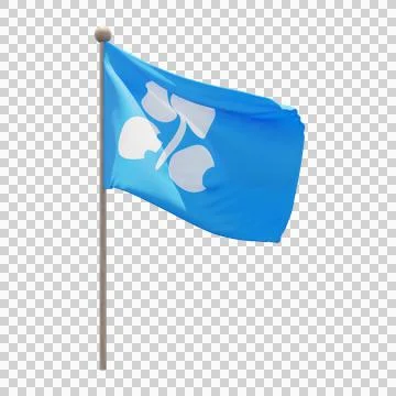 OPEC 3d illustration flag on pole. Wood flagpole Stockillustratie