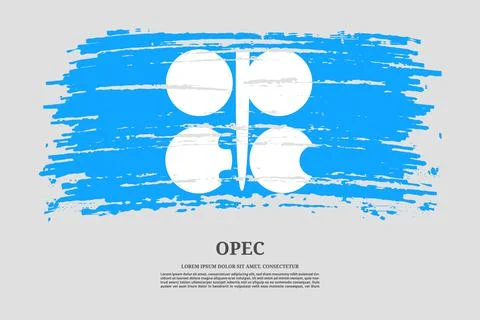 OPEC flag with brush stroke effect and information text poster, vector Stock Illustration