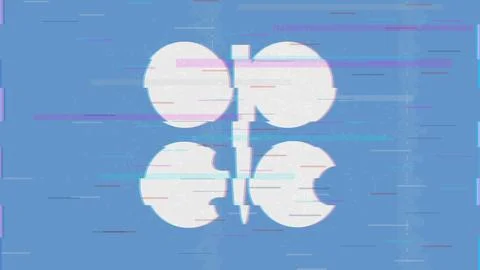 OPEC Glitch Flag Vector - RGB Split Digital Video Frame Design Illustrazione stock