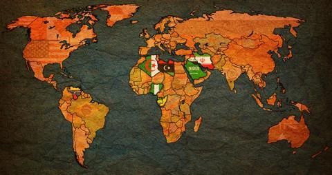 OPEC member coutries on world map in 2026 Stock Illustration