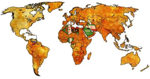 OPEC member coutries on world map in 2026 Stock Illustration