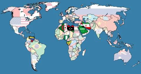 OPEC member coutries on world map in 2026 Stock Illustration