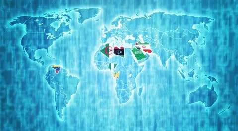 OPEC member coutries on world map in 2026 Stock Illustration