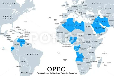 OPEC member states, political map, English labeling ~ Clip Art #126043551