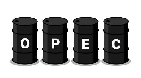 OPEC (Organization of the Petroleum Exporting Countries) - black barrels for Stock Illustration