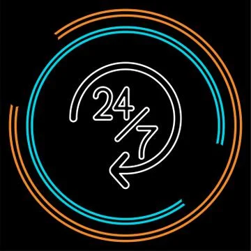 Open 24 7 service icon, vector customer service Stock Illustration