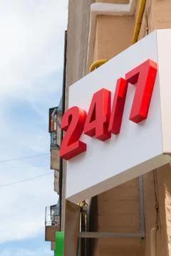 Open 24 on 7 Sign Stock Photos